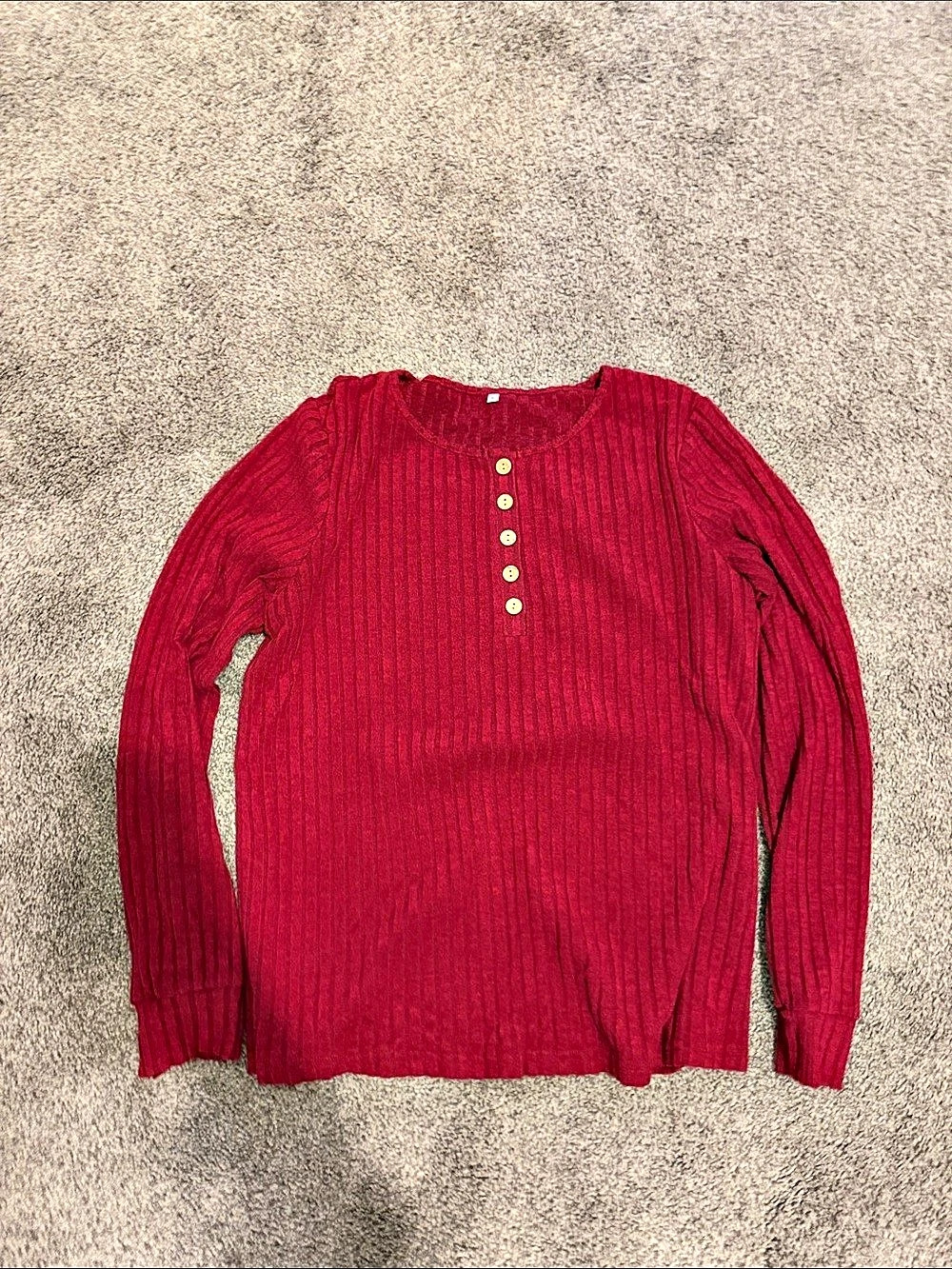 Ribbed Henley Sweater in Red Like New